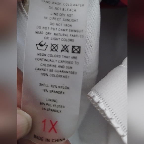 Plus Size Red/Patterned Racer Back Swim Top - Picture 12 of 12